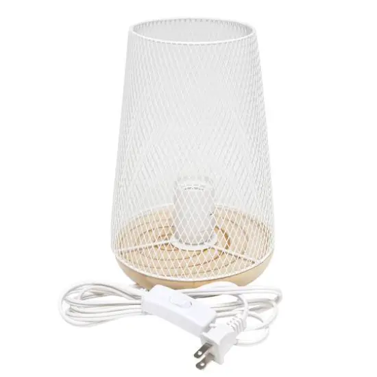 Simple Designs 9" Wired Mesh Uplight Table Lamp White/Natural {9}