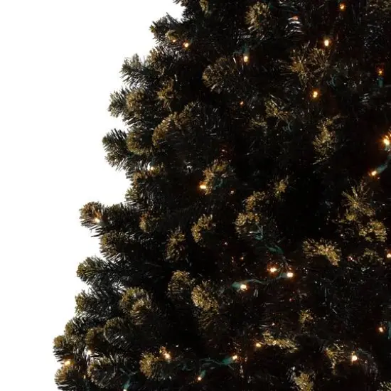 7.5ft. Pre-Lit Crystal Pine with Gold Glitter Artificial Christmas Tree, Clear LED Lights {6}