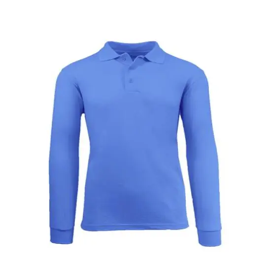 Galaxy by Harvic Long Sleeve Men's Pique Polo Shirt Light Blue {1}