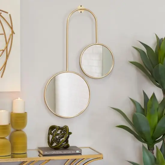 Gold Metal Modern Wall Mirror, Set of28" x 18" x 1" {7}