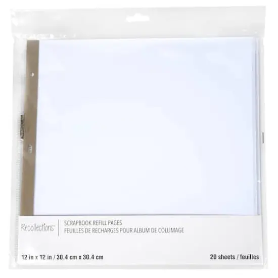 12" x 12" White Scrapbook Refill Pages by Recollections™, 20 Sheets {1}