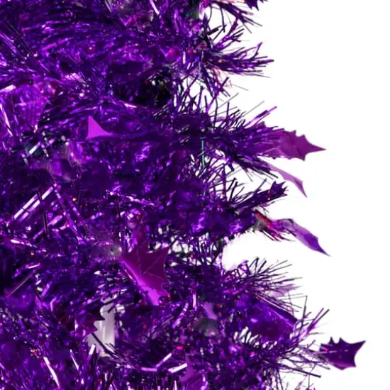 6ft. Unlit Purple Tinsel Pop-Up Artificial Christmas Tree {4}