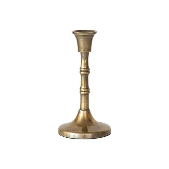 Hello Honey&reg; 7.75" Antique Brass Finish Embossed Aluminum Taper Candleholders, 2ct. {1}