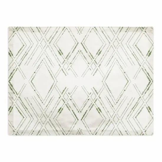 Diamond Cotton Twill Placemat White/Green {1}