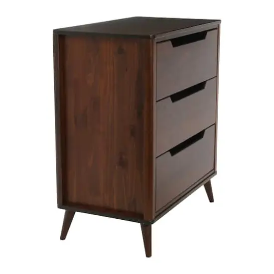 Hello Honey&reg; 37.5" Yume Mid Century Modern Solid Wood 3-Drawer Dresser Chest Walnut Finish {6}