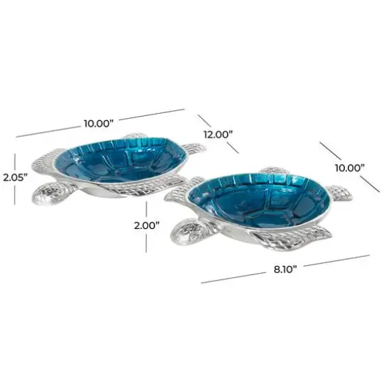 Blue Aluminum Metal Turtle Enameled Decorative Bowls, 2ct. {11}