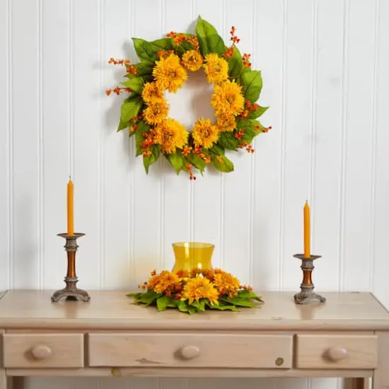 22'' Golden Sunflower Wreath {3}