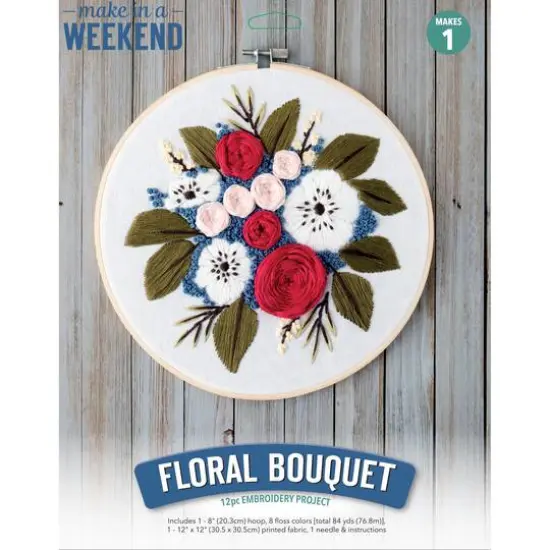 Leisure Arts&reg; Make in a Weekend 8" Floral Bouquet Embroidery Kit {1}
