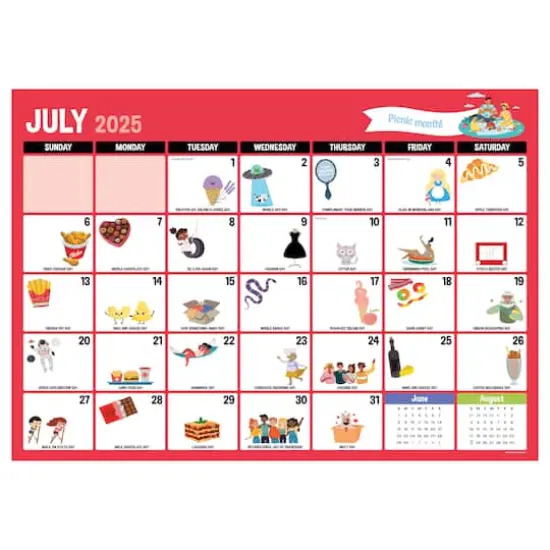 July 2025 - June 2026 Medium Every Day's A Holiday Desk Pad Monthly Blotter Calendar {1}