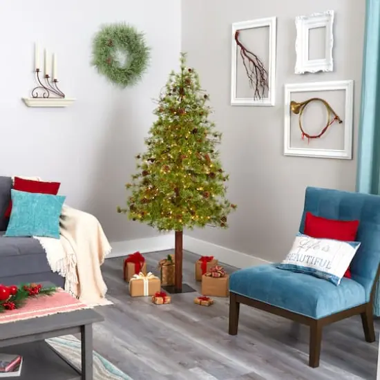 6ft. Pre-Lit Wyoming Alpine Artificial Christmas Tree, Clear LED Lights {3}