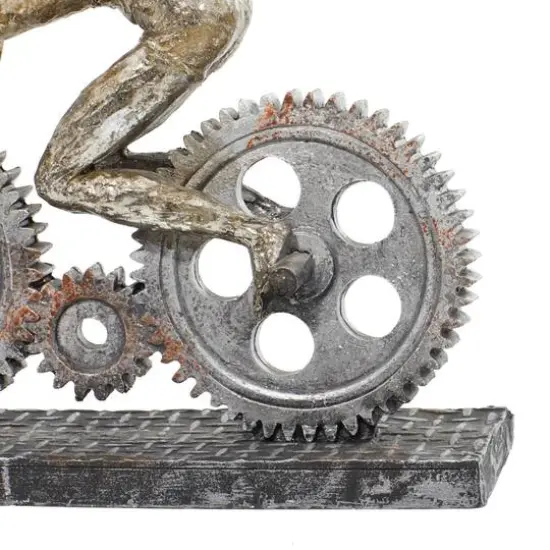 10" Silver Polystone Industrial BicycleSculpture {11}