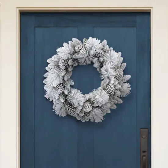 32" Flocked Berkshire Artificial Spruce Wreath {3}