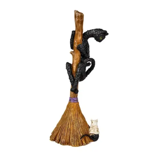 21" Halloween Black Cat Climbing Broom {1}