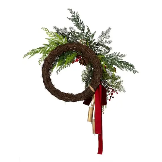 24" Christmas Joy Chimes Wreath {5}