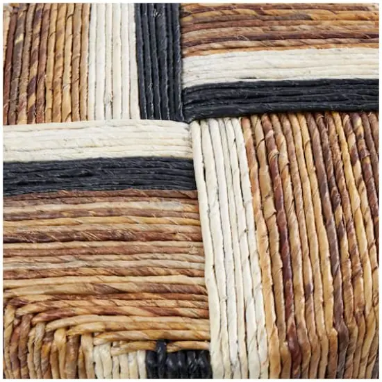 18" Brown Striped Banana Leaf Handmade Linear Wrapped Accent Table {4}