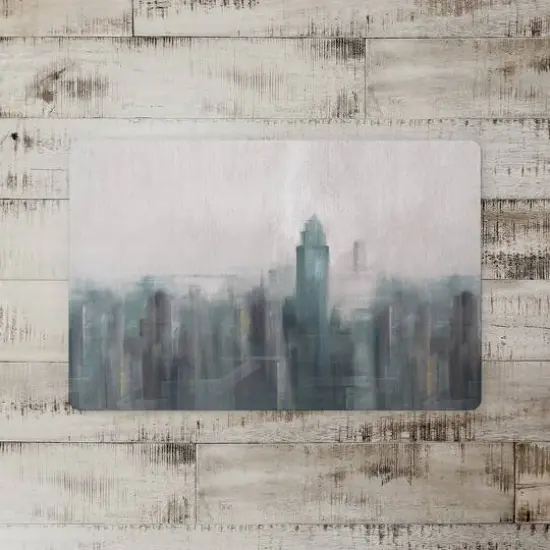 18" x 27" Blue Abstract Skyline Floor Mat {3}