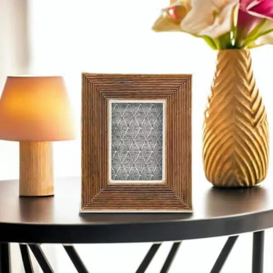 Hello Honey&reg; Hand-Carved Mango Wood 3" x 4" Tabletop Frame with Bone Border {4}