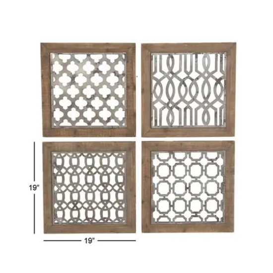 19" Brown Wood Farmhouse Abstract Wall Decor, 4ct. {6}