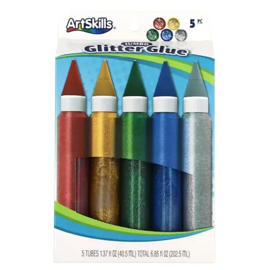 ArtSkills&reg; Jumbo 5 Color Classic Glitter Glue Pens {4}