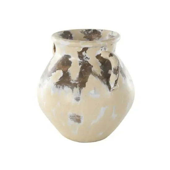 13" Cream Ceramic Vase with Curved Handles {4}