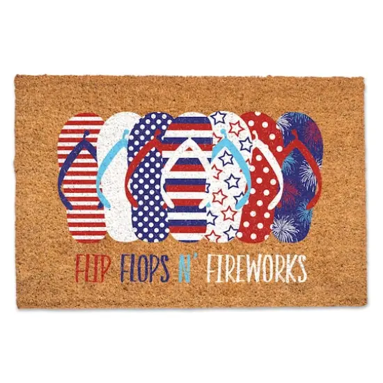 Flip Flops n' Fireworks Coir Door Mat {1}