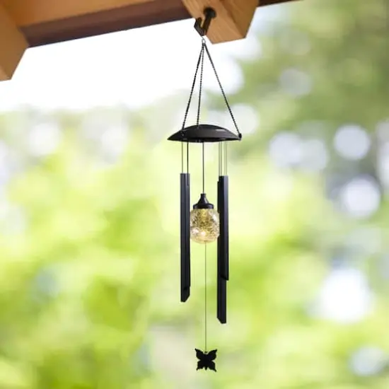 Glitzhome&reg; 32" Solar Powered Windchime with Crackle Bulbs, 2ct. {5}