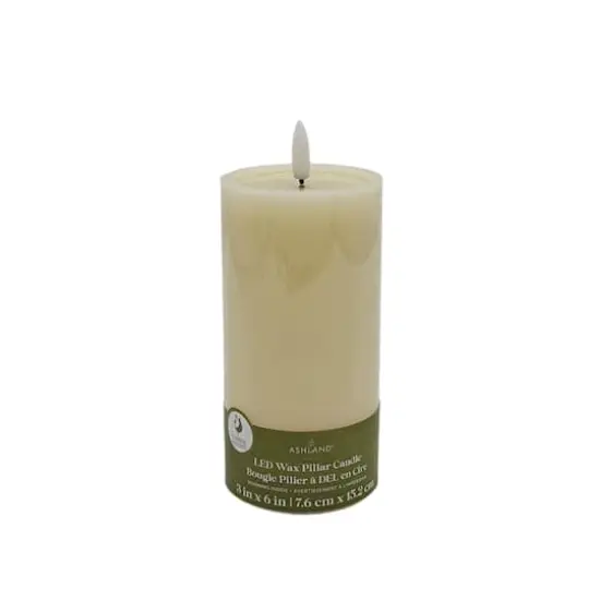 3" x 6" Flickering LED Wax Pillar Candle by Ashland&reg; Ivory {4}