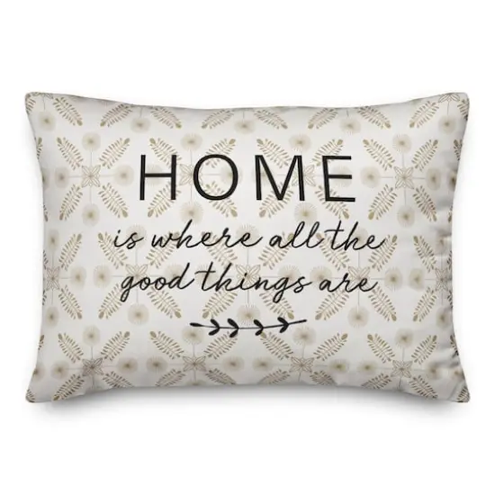 Home is Where the Good Things Are Gold Indoor/Outdoor Lumbar Pillow {1}