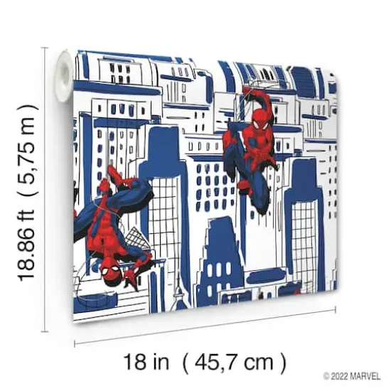 RoomMates Blue Spider-Man Cityscape Peel & Stick Wallpaper {9}