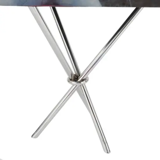 Silver Aluminum Contemporary Game Set Table, 4" x 25" x 22" {6}
