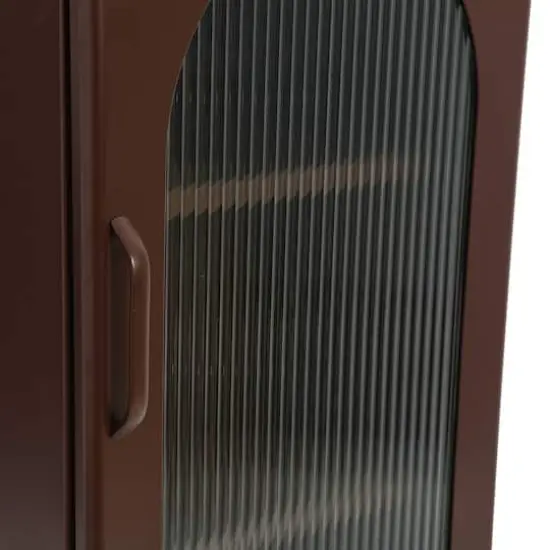 Hello Honey&reg; 40" Solstice Narrow Metal Accent Cabinet with Adjustable Storage Shelves and Arched Glass Door Vintage brown {5}