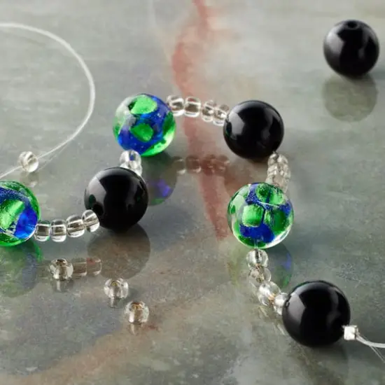 Blue Lampwork Glass Round Dot Beads by Bead Landing&trade; {3}