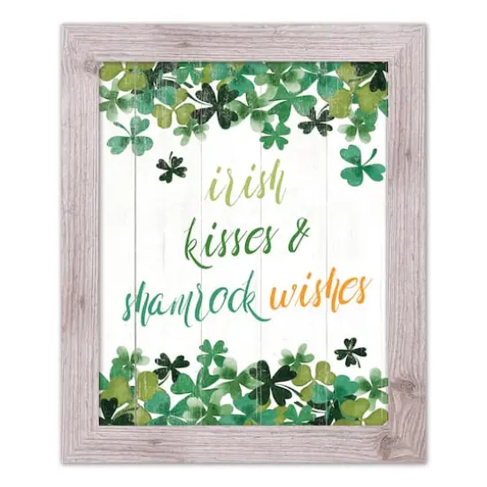 Irish Kisses Shamrock Wishes Framed Print 16" x 20" Western White Framed Print {1}