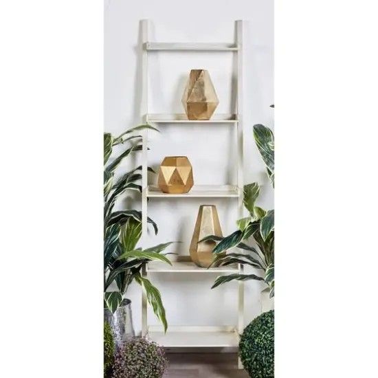 White Wood Traditional Shelving Unit, 69 " x 20 " x 14 " {7}