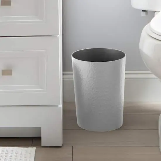 Bath Bliss Silver Hammered Textured Trash Can {4}