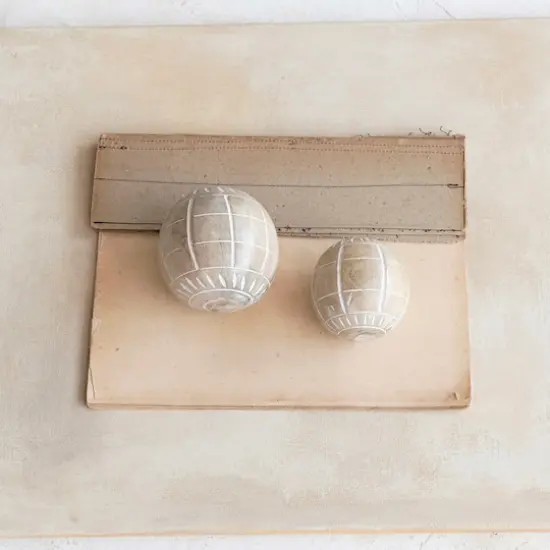 Hello Honey&reg; 4" Beige Hand-Carved Mango Wood Ball D&eacute;cor {3}