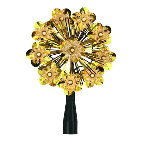 5.5" Lighted Gold Snowflake Starburst Christmas Tree Topper {1}