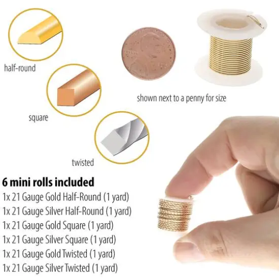 The Beadsmith&reg; Wire Elements&trade; 21 Gauge Tarnish Resistant Medium Temper Assorted Shapes Wire, 6ct {4}