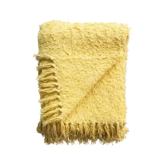 Hello Honey® 60" Chartreuse Woven Cotton Throw Blanket with Fringe {7}