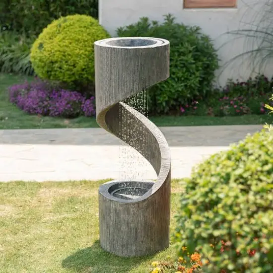 Glitzhome&reg; 3.5ft. Curving Shaped Outdoor LED Fountain Gray {3}