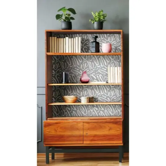 RoomMates Curly Strokes Peel & Stick Wallpaper Gray, White {4}