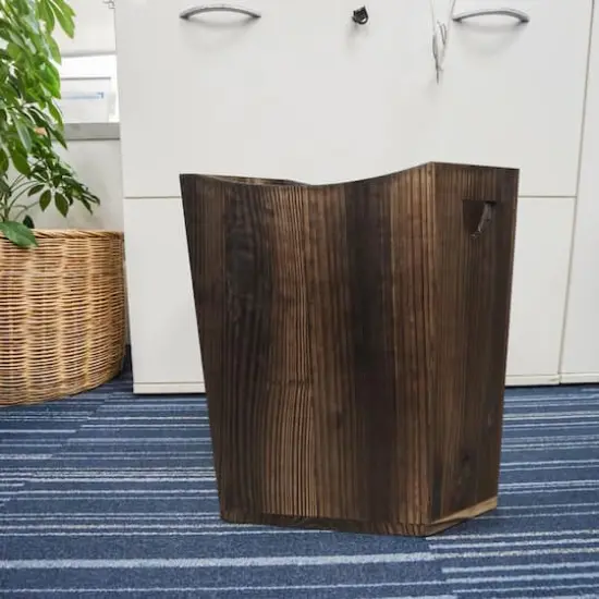 Rustic Farmhouse Style Wood Wastebasket Bin Brown {7}