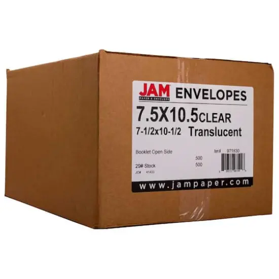 JAM Paper 7.5" x 10.5" Translucent Clear Vellum Envelopes, 25ct. {3}