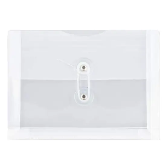 JAM Paper 5.5" x 7.5" Button & String Tie Closure Plastic Envelopes, 12ct. Clear {1}