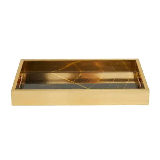 Gold Leaf Pattern Plastic Glam Tray Set {5}