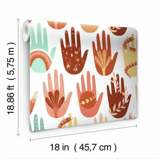 RoomMates Hamsa Peel & Stick Wallpaper White/Teal {8}