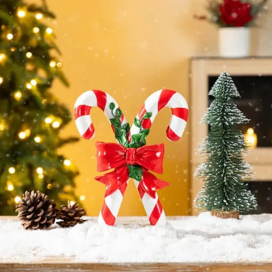 Glitzhome&reg; 10" Christmas Resin Candy Cane Table Decor {5}