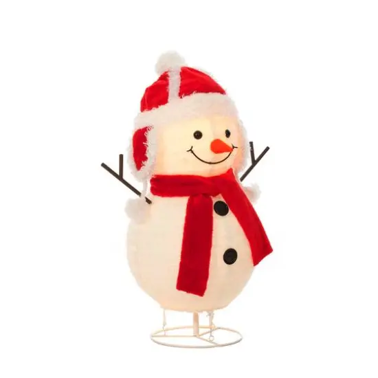 28" Pop-Up Fluffy Snowman Figurine {4}