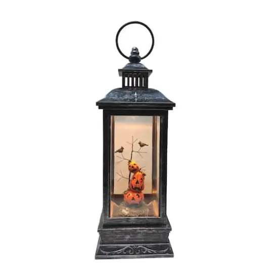 11" LED Lighted Halloween Lantern with Stacked Pumpkins {1}