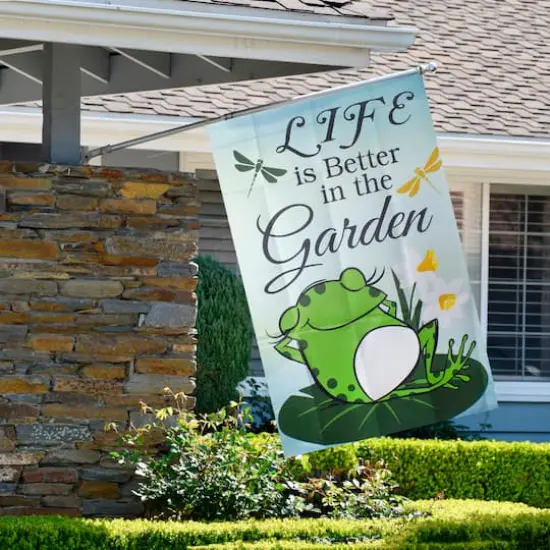 40" Green Life is Better in the Garden House Flag {3}